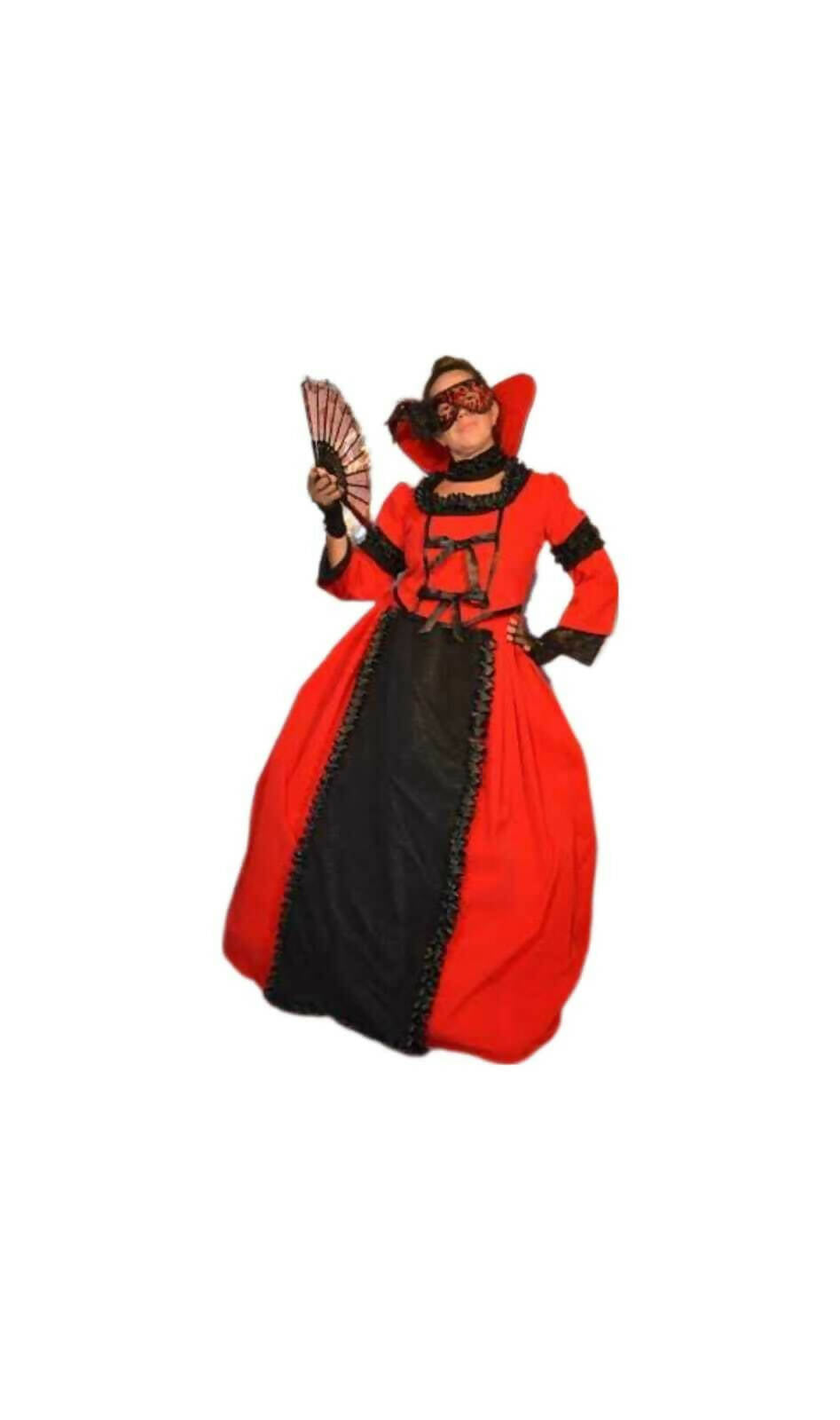 Disfraz de dama en rojo y negro